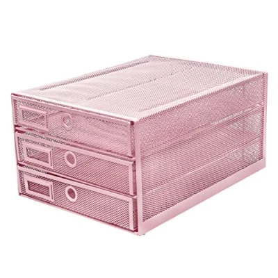 Imagen de Exerz Cajón archivador de Oficina/Clasificador Papel con 3 Cajones/Cajonera para archivadores/Organizador el Escritorio (Rosa Claro)