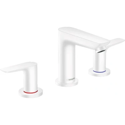 Imagen de hansgrohe Talis E Grifo para lavabo (3 orificios, altura de caño 150 mm, con desagüe tirador, color blanco mate)