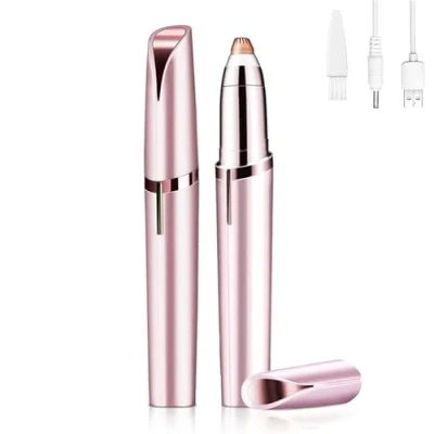 Imagen de Depiladora Facial Mujer, Cejas Mujer Eléctrica Portátil, 2 En 1 Rasuradora USB Recargable Aplicar Cejas, Labios, Brazos, Axilas (Dorado champagne)