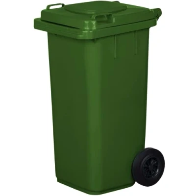 Imagen de Jestic Cubo de basura 120 240 para con ruedas goma silenciosas recogida diferenciada, reciclaje interior exterior EN840 (120 Litros, Verde)