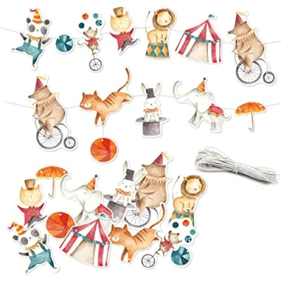 Imagen de Papierdrachen Guirnalda de cumpleaños Circo decoración para Infantiles Fiesta 10 m tu celebración niñas y niños Set 3