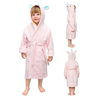 Imagen de Twinzen Albornoz de Baño Unicornio Niño y Niña Talla 1 12 Años (86 152 cm) Bata Certificado OEKO TEX® Sin Productos Químicos 100% Algodón