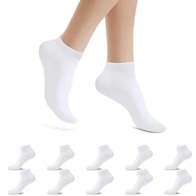 Imagen de Falechay Calcetines Deportivos Hombre 10 Pares Tobilleros Mujer Cortos Calcetin Algodon,Blanco 39 42