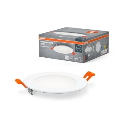 Imagen de OSRAM Downlight Slim 120mm, luz LED empotrable, 8W, blanco neutro 4000K, 550 lúmenes, diseño plano, IP20, fácil instalación para salones y cocinas
