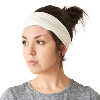 Imagen de CHARM Hombre Elástico Bandana Cinta Para El Pelo Venda Japonés Largo Cabello Rastas Cabeza Envolver Blanco