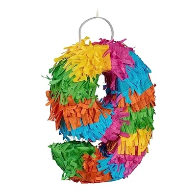 Imagen de Relaxdays Mini Pinata 9&quot; Piñata Número 9, Minipiñata Cumpleaños y Aniversarios, Rellenable con Chuches, 20 x 15 4 cm, Multicolor, Cartón