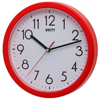 Imagen de Unity Hastings Reloj de Pared, silencioso, Moderno, 22 cm, plástico, Rojo, x 3 cm