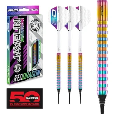 Imagen de RED DRAGON Javelin Spectron Juego de Dardos tungsteno Premium Softip 18 Gramos con Plumas y vástagos