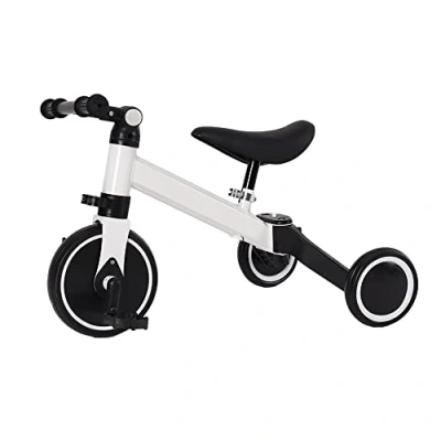 Imagen de Triciclo 2 en 1, Minibicicleta, Bicicleta sin Pedales, bebé, para niños, Minitriciclo de Equilibrio, Plegable, Asiento Ajustable, 12 Meses 5 años, 25 kg,2 1 (Blanco)