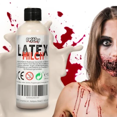 Imagen de Festicy Latex Liquido Maquillaje 100 ml 2024 Disfraz Halloween y Efectos Especiales I Cicatrices Heridas Falsa Realistas Fácil de Aplicar Seguro Hombre, Mujer, Niño