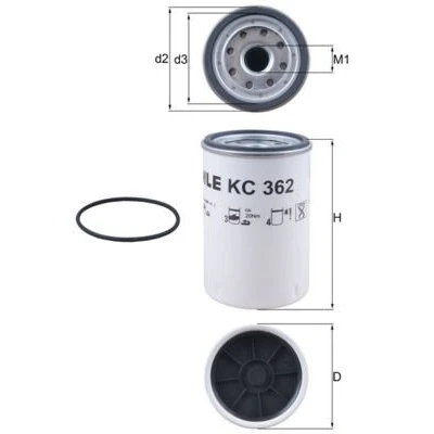 Imagen de MAHLE ORIGINAL KC 362D Filtro Combustible enroscable VOLVO: FH, FM, FM 12, RENAULT TRUCKS: Magnum