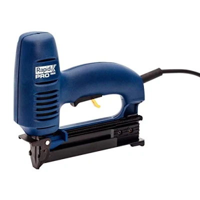 Imagen de Rapid PRO R606 Grapadora Eléctrica Ajustable con Placa Frontal Extraíble para Madera, Cajas, Marcos, Decoración, Paneles y Manualidades Grapas N.º 606 Clavos 8 (10643001)