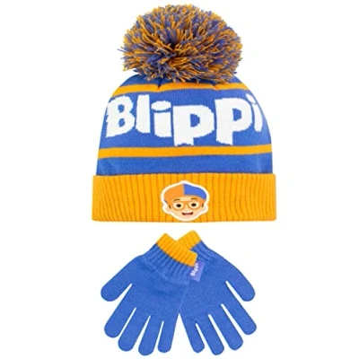 Imagen de Blippi Set de gorro y guantes invierno para niños Azul Talla única