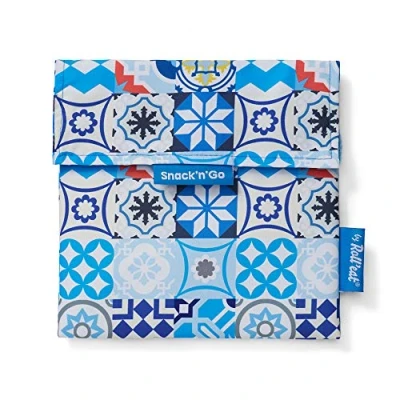 Imagen de Roll&#039;eat ® Porta Sandwich Reutilizable, Bolsa Ecológica sin BPA, Bocadillo de Color Azul Snack&#039;n&#039;Go Patchwork