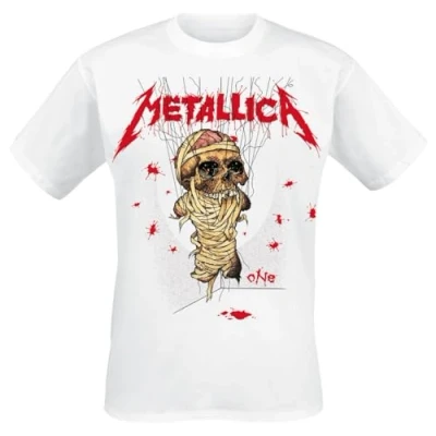 Imagen de Metallica One Landmine Hombre Camiseta Blanco S, 100% algodón, Regular