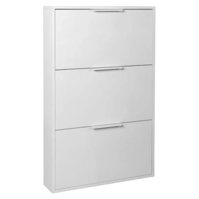 Imagen de Composad zapatero Slim de la línea Espresso con 3 solapas, ahorrador espacio, para entrada, trastero, zapatero, (LxAxP) 65 x 105,5 15 cm, color blanco, fabricado en Italia