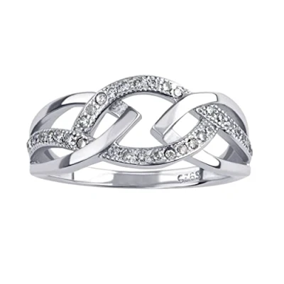 Imagen de SILVEGO JJJR0222 Anillo para Mujer de Plata 925 con Circonita Cúbica Trenzado
