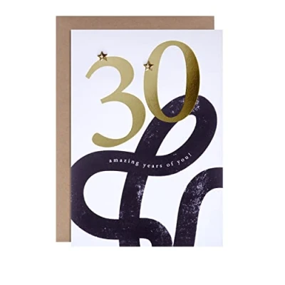 Imagen de Hallmark Tarjeta de cumpleaños número 30, diseño contemporáneo línea curva basada en texto