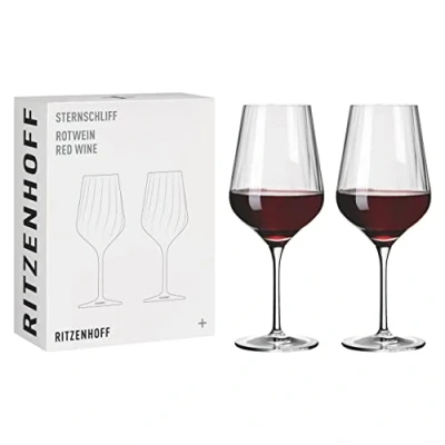 Imagen de Ritzenhoff 3661002 Juego de copas vino tinto 500 ml Serie Sternschliff No. 2, 2 piezas con línea relieve Made in Germany