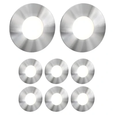 Imagen de ledscom.de 8 LED luz de escalera/plafón empotrado FEX para interiores y exteriores, redondo, acero inoxidable, 85mm Ø, blanco frío