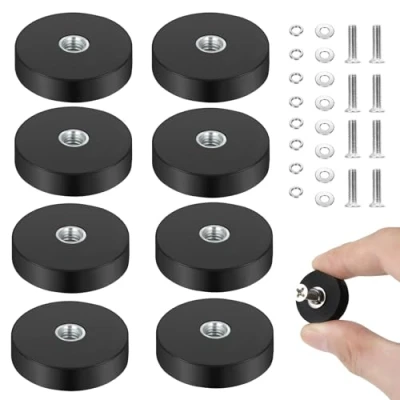 Imagen de Pavlleen 8 Piezas Imanes de Neodimio Engomados,imanes fuertes goma antideslizantes,Ø 22 mm con Rosca Externa M4,Para vehículos,lámparas,herramientas conexión,tornillos,ganchos