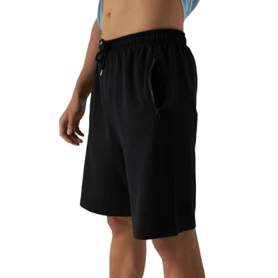 Imagen de Smith &amp; Solo Pantalones Cortos Hombre Algodón Cómodo Deporte con Cordón Ajustable en la Cintura y Bolsillos Cremallera para Fitness Correr, 7316 Negro L