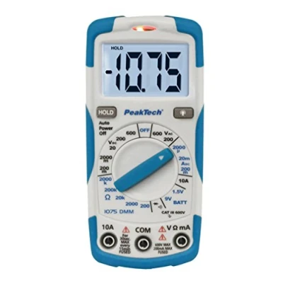 Imagen de Peaktech 1075 Multímetro Digital Ncv Cat Iii Con Pantalla Lcd, Probador De Batería, Mano, Medición Corriente, Continuidad, Voltímetro Máx.600 V
