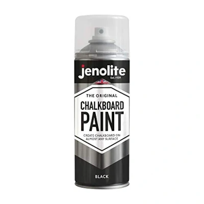 Imagen de JENOLITE Aerosol de pintura pizarra negra 400 ml, ideal para crear superficies escritura, fácil aplicación proyectos en el hogar u oficina