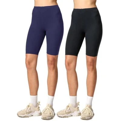 Imagen de Merry Style Lote de 2 Leggins cortos Mallas Deportivas Mujer Shorts Pantalones para verano mujeres MS10 145 (Negro/Negro, L)