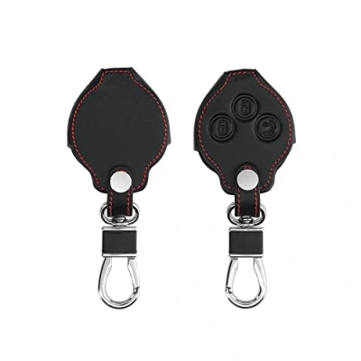Imagen de kwmobile Carcasa Compatible con Smart Llave de Coche Control Remoto 3 Botones Funda Cuero sintético Case para Mando Auto Negro