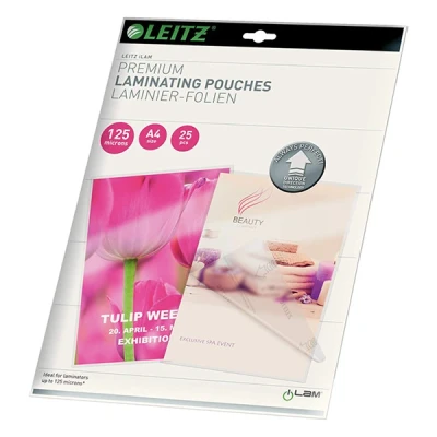 Imagen de Leitz Bolsas de plastificación, Brillante, Transparente, A4, UDT, plastificación hechas material 125 micras grosor, pack 25 unidades, 74820000