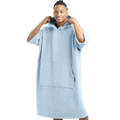 Imagen de HOMELEVEL Poncho con capucha Ponchos de algodón unisex bolsillo Para mujer y hombre adulto surf playa natación Talla S a XL