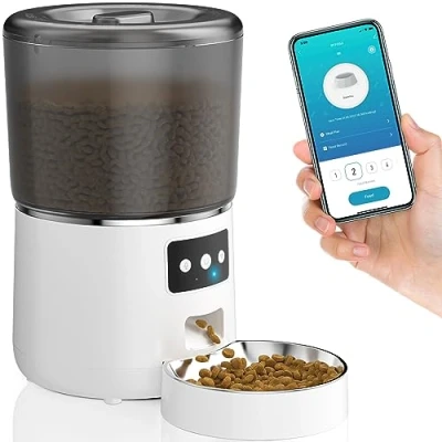 Imagen de Comedero Gato Automatico WiFi Dispensador Comida 4L Automático Grabación de Voz 10S, 1 10 Comidas al día Inteligente para Perro/Gato