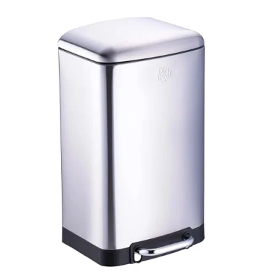 Imagen de Dirt Devil Cubo de basura con pedal 20 l, cierre suave, acero inoxidable, interior extraíble, 30 x 29 52,5 cm, color plateado