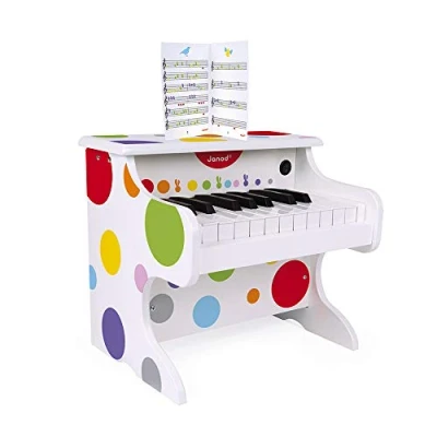 Imagen de Janod Confetti Mi Primer Piano en Madera, Instrumento Musical para Niños, Juguete de Imitación y Estimulación Del Talento Desde Los 3 Años, J07618