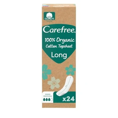 Imagen de Carefree Salvaslip 100% algodón orgánico Long, transpirable, Salva slip mujer extra largo para pieles sensibles, protectores de calzoncillos diarios sin perfume y súper absorbentes,