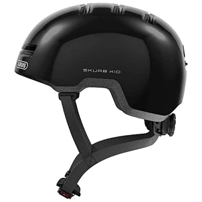 Imagen de ABUS casco infantil Skurb Kid de bicicleta robusto en look skater con espacio para una coleta y variedad diseños niñas niños negro brillante, talla S