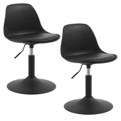 Imagen de WOLTU 2X Taburetes con Respaldo Cuero Sintético Cocina Regulable en Altura Taburete Giratorio Peluquería Sillas Bar de Escritorio Gris 39,5 50,5cm BH304dgr 2