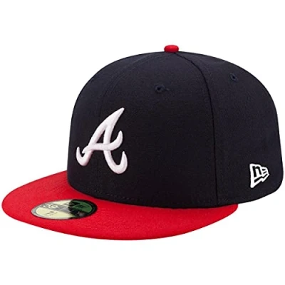 Imagen de New Era Atlanta Braves Cap 59Fifty Basecap Baseball Fitted Kappe MLB Navy 7 5/8 61cm (XL)