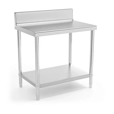Imagen de Royal Catering Mesa de Acero Inoxidable Para Hostelería RCAT 90/60 N (Superficie trabajo 90 x 60 cm, Con antisalpique, Capacidad carga 210 kg)