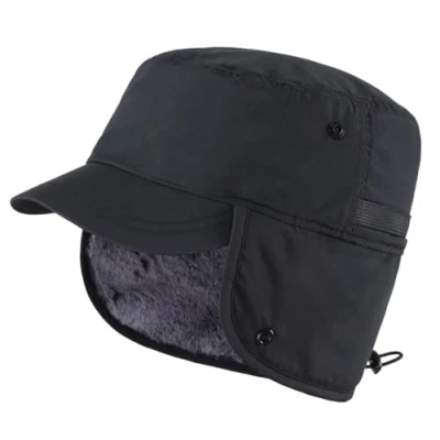 Imagen de Magracy Gorra de béisbol invierno para hombre con visera cálida solapa las orejas, sombrero caza, Negro, Taille unique