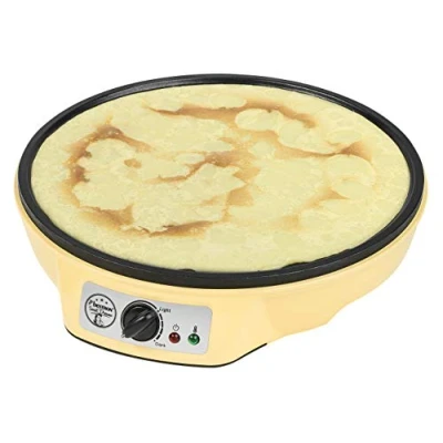 Imagen de Bestron Crepera de diseño retro, electrica para crepes Ø 30 cm, incl. esparcidor masa y volteador crepes, con revestimiento antiadherente, 1000 vatios, color: amarillo