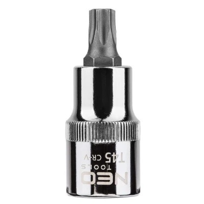 Imagen de NEO TOOLS 08 755 Piezas insertables de llave cubo 1/2 T45 Acero cromo vanadio, para herramientas Torx interior