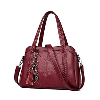 Imagen de Coolives Bolso Hobo con Bandolera para Mujer Bolsos de Hombro en Cuero PU Vino tinto