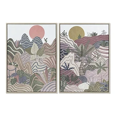 Imagen de DKD Home Decor Cuadro 53 x 4,5 73 cm Montaña Boho (2 Unidades)