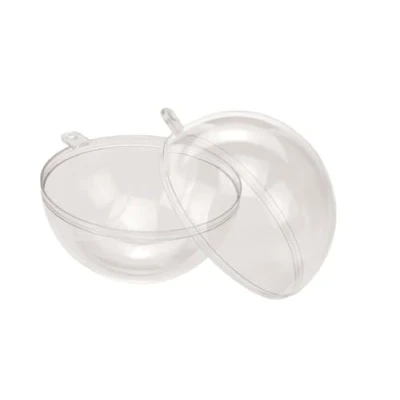 Imagen de Glorex 6 3500 004 Bola de plástico, diámetro Transparente, Divisible en 2 mitades, para Rellenar y Decorar, con Agujero Colgar, 10 cm