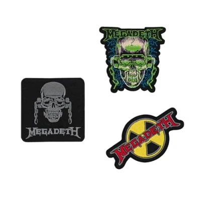 Imagen de Parches ropa Termoadhesivos Megadeth SET de 3 Pegatinas para la Accesorio mochila militar, crossfit, disfraz rockero Iron Maiden Merchandising oficial