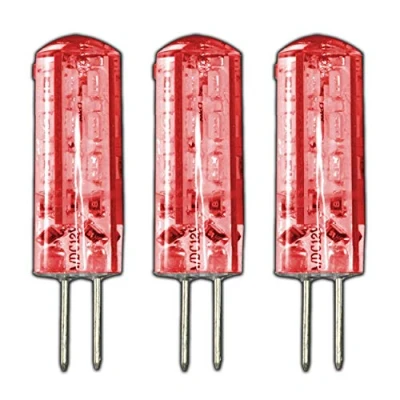 Imagen de Trango Set de 3 lámparas (intensidad regulable, G4 High Power led 1,5 W , 24 SMD, luz blanca cálida, 12 V CC, lámpara repuesto para bombillas halógenas 360), Rojo, G4, 1.50W, 12.00V