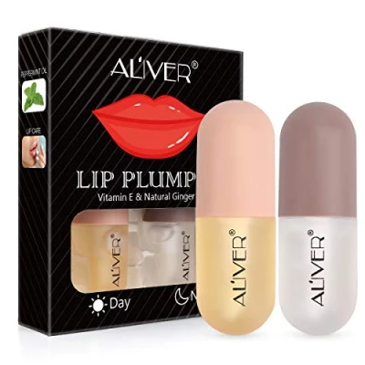 Imagen de brillo para labios, Relleno labial natural, juego de rellenos Contiene diurno y nocturno Potenciador labios claros llenos e hidratados Dar volumen, hidratar