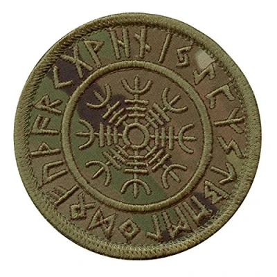 Imagen de Multicam Aegishjalmur Helm of Awe Viking Norse Runic Heathen Magical Stave Morale Tactical Touch Fastener Patch